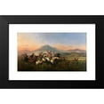 thumbnail image 2 of Raden Saleh 24x15 Black Modern Framed Museum Art Print Titled - Six Horsemen Chasing Deer (1860), 2 of 5