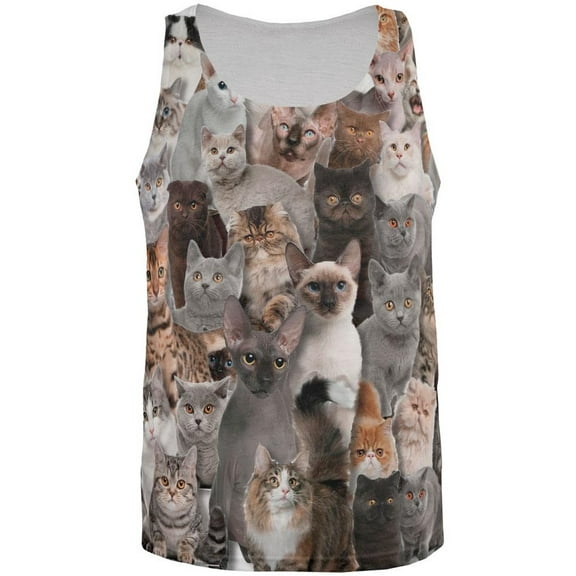Crazy Cat All Over Adult Tank Top - 2X-Large
