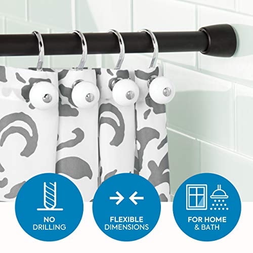 Varilla de tensión de metal idesign Cameo, varilla de cortina personalizable ajustable para bañera, ducha, armario, puerta, 50-87 pulgadas, negro mate iDesign Cortina De Baño