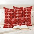 thumbnail image 3 of Red Fish Scale Outdoor Waterproof Pillow Covers, Modern Geometric Ombre Abstract Moroccan Decorative Square Throw Pillowcase Sofa Cushion Sham for Patio/Couch/Chair, 24"x24" 2 Pack, 3 of 8
