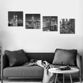 thumbnail image 6 of Black and White Wall Art Canvas New York City Night Scenes Modern Cityscape Building Artwork Picture Painting for Bedroom Home Office Living Room Decor 12”x12“x4 Panels, 6 of 6