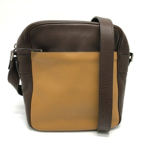 Pre-Owned PRADA Triangle logo bag shawl Crossbody Shoulder Bag Brown Beige (Good)