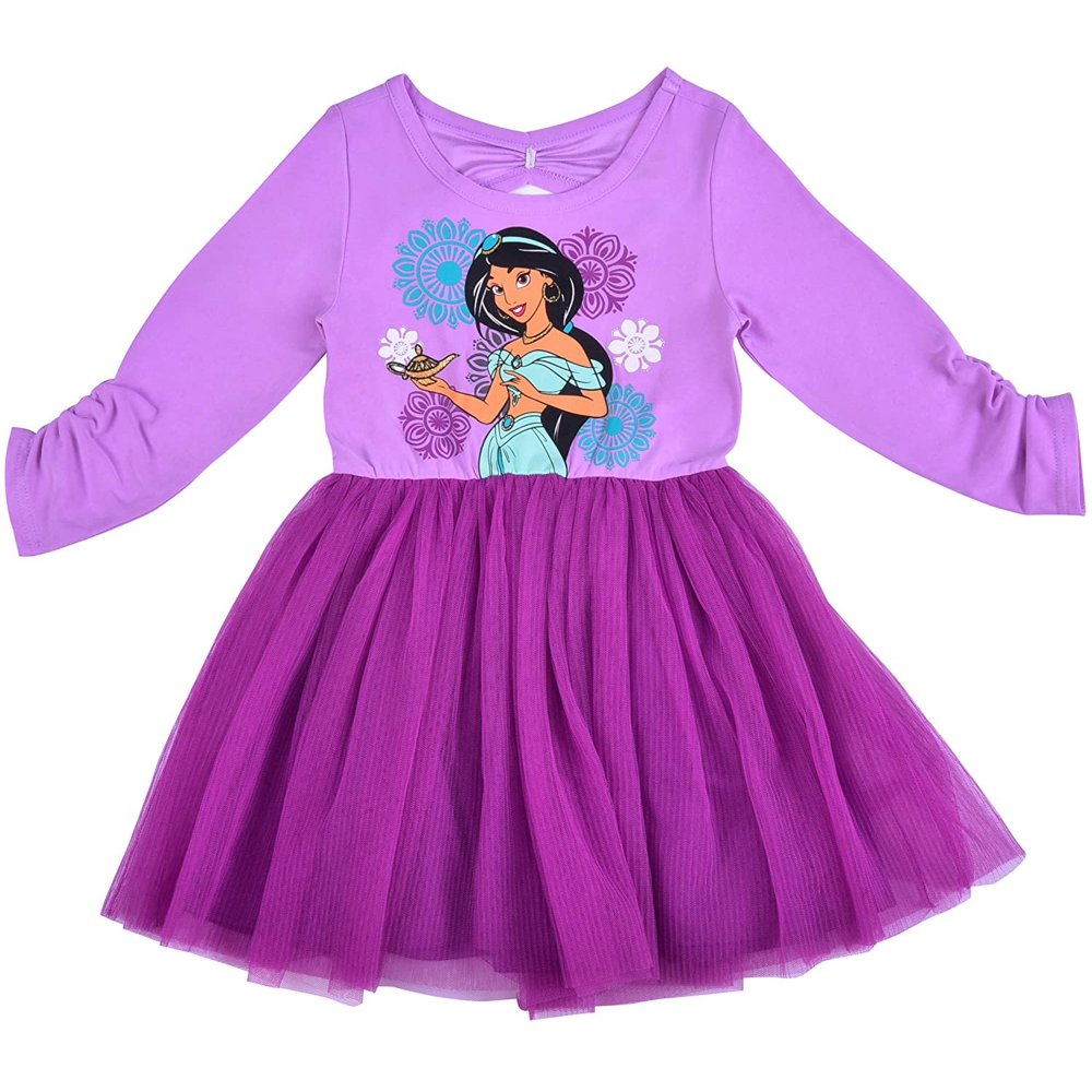 Disney Princess Jasmine Dress for Girls, Long Sleeve with Tulle Skirt