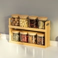 thumbnail image 2 of Basicwise Versatile 2-Tier Bamboo Spice Rack and Pantry Organizer with 8 Glass Jars – Perfect for Countertop Storage in Kitchens to Keep  Seasoning Containers Neatly Displayed and Easily Accessible, 2 of 10