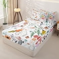 thumbnail image 2 of Erosebridal Cute Rabbit Zipper Twin Comforter Sets with Fitted Sheet and 2 Pillowcases,Woodland Foliage Print Zipper Bedding Set,Orange Blush Pink,Reversible, 2 of 6