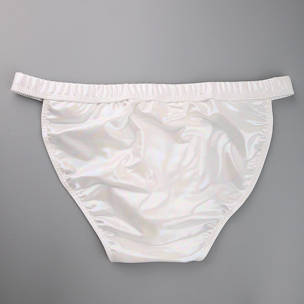 BUYISI Men Adjustable Underwear Briefs Wet Look Faux Leather Convex U Pouch  Underpants Black 2XL 