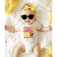 thumbnail image 3 of Trendy Game Day Shirt and Bodysuit Red and Yellow Football T-Shirt for Women, Kids, and Baby Natural Bodysuit 18 Months, 3 of 4