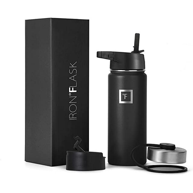 Iron Flask Sports Water Bottle 18 Oz, 3 Lids (Straw Lid), Leak Proof, Vacuum Insulated