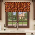 thumbnail image 6 of Orange Maple Leaves Fall Curtain Valances for Windows, Kitchen Valance Window Treatments Panel 2 Pack, Thanksgiving Orange Buffalo Plaid Rod Pocket Short Curtains for Bathroom Bedroom 54 x 18 Inch, 6 of 8