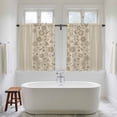 thumbnail image 4 of Japanese Kitchen Curtains 45 Inch Length, Beige Farmhouse Retro Floral Leaf Pattern Tiers Curtains for Bathroom Bedroom Cafe, Light Filtering Small Window Treatment Short Drapes 2 Panels 42"Wx45"L, 4 of 8