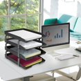 thumbnail image 2 of shiyou-Traditional 4 Tier Letter Tray, Front Load Design, A4 Letter Size, Desktop Organizer (Plastic) (Black Color), 2 of 4