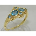 thumbnail image 3 of British Made 9k Yellow Gold Natural Blue Topaz Womens Cluster Ring - Size 5.75, 3 of 6