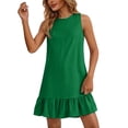 thumbnail image 6 of JoveMarine Cocktail Dresses for Women Color Vest Skirt - Ruffle Edge Sleeveless Flounce Hem Casual Summer Mini Dress with Cotton Blend,Green L, 6 of 8
