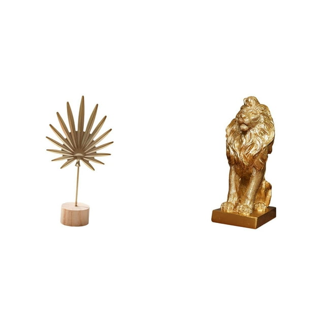 Escultura artística nórdica abstracta de hoja de metal y león, figura creativa de mesa, adorno para el hogar, la oficina, fiesta, estantería, decoraci