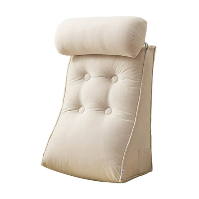 Ergonomic Bed Rest Pillow for Back Support Comfortable Reading Cushion with Removable Cover and Neck Support
