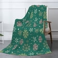 thumbnail image 3 of XMXT Throw Blanket, Cartoon Green Snowflake Flannel Blanket for Bed Sofa, 50 x 70 inches, 3 of 9
