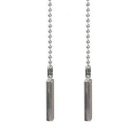 

5 in.Brushed Nickel Metal Rectangle Ceiling Fan Light Pull Chains (2-Pack)