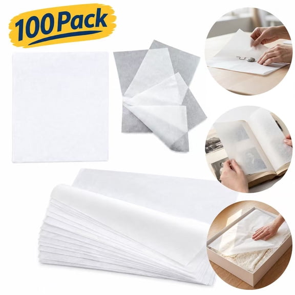 Gaoxin 100pcs Acid Free Archival Gift Wrap Tissue Paper, Unbuffered White, for Clothes, Textiles, Cups, Photographs, Storage Supplies
