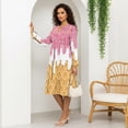 thumbnail image 5 of Uorisanigo Ice Cream Women's Midi Dress Work Long Sleeve V Neck Flowy Midi Dress Cozy Comfortable Soft Fashion Clothing, Size XL, 5 of 7