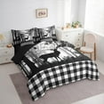 thumbnail image 3 of Manfei Wild Deer Moose Twin Bedding Sets, Jungle Animal Wildlife Bedding Comforter Set, Black White Grid Check Sheet Sets, Microfiber Bedroom Decor Reversible 7 Pieces, 3 of 8