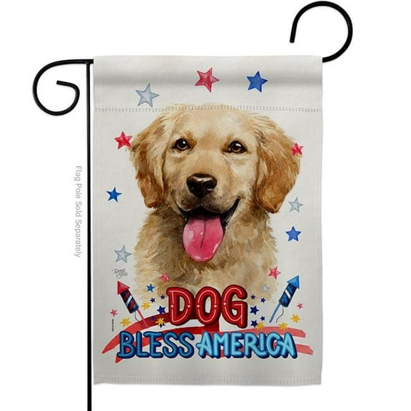 Breeze Decor G120144-BO Patriotic Golden Retriever Animals Dog 13 x 18.5 in. Double-Sided Decorative Vertical Garden Flags for House Decoration Banner Yard Gift