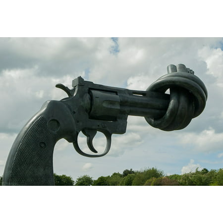 Framed Art for Your Wall Nonviolence Weapon Statue Revolver Normandy Caen 10x13