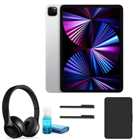 Apple iPad Pro 11 Inch M1 Chip ( 128GB, Silver, Wi-Fi Only) with Beats Solo3 Headphones (New-Open Box)