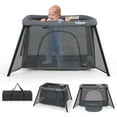 thumbnail image 1 of INFANS Travel Crib, Portable Baby Playpen with Removable Bassinet Soft Mattress Carry Bag, Foldable Lightweight Playard Nursery Centre for Newborns Toddlers (Dark Grey), 1 of 9