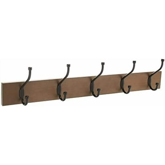 Rectangular Farmhouse Wall-Mounted Coat Rack with Storage Hooks, 5 Hooks, Barnwood