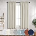 thumbnail image 1 of Beige Linen Curtains for Small Windows 38 Inch Wide 2 Panels Set Rod Pocket Short Skinny Narrow Mini Curtain for Kitchen Bathroom Basement Rustic Farmhouse Decor 38x45 Inch Length Tan Colored, 1 of 8
