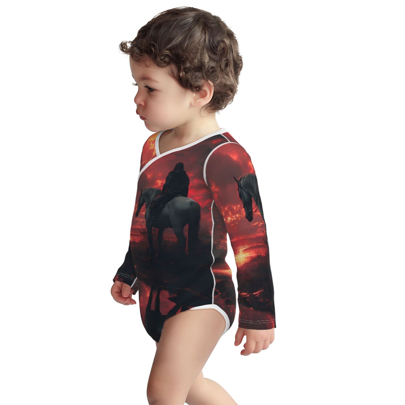 Xecao Lone Rider Under Red Sky Print Baby unisex-baby Cotton Long-sleeve Bodysuits-2 Years