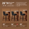 thumbnail image 3 of Ninecer 26" Black Bar Stools Set of 2, Leather Counter Height Bar Stools for Kitchen Island, Winged Backrest & 330lbs Round Swivel Seat, 3 of 9