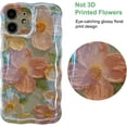 thumbnail image 2 of Oil Painting Flower Compatible with iPhone 12 Case, Colorful Retro Floral Cute Curly Wave Frame Women Girls Cover for Apple 12 (Green), 2 of 12
