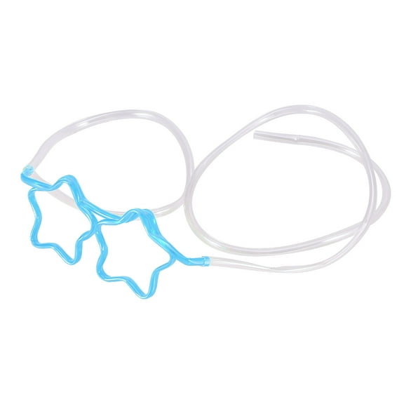 MLINS 10pcs Drinking Straw Eye Glasses Fun Party Star Shape DIY Drinking Straw Tube Kids Birthday Parties Bar Supplies (Blue)