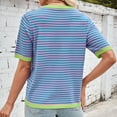 thumbnail image 6 of Trendfront Womens Crew Neck Short Sleeve T Shirts Horizontal Striped Tee Soft Lightweight Breathable Classic Stylish Tops, 6 of 6
