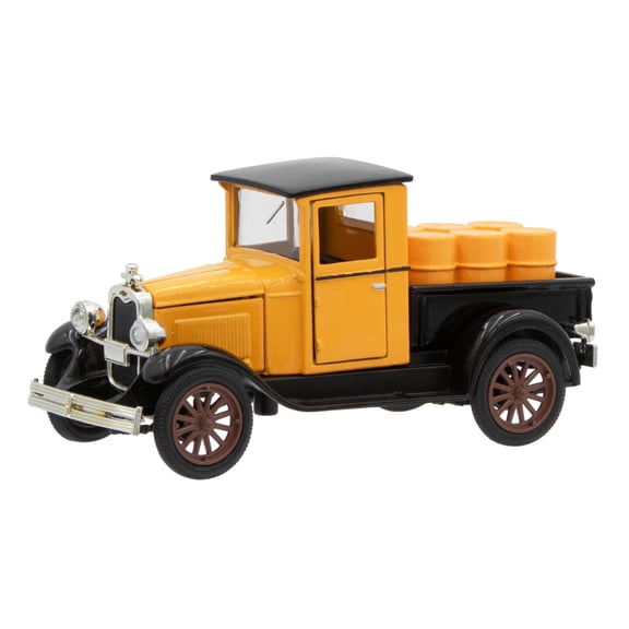 1928 Chevrolet Half Ton Pick-Up Truck with Barrels in Yellow 1:32 Diecast
