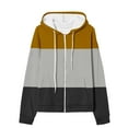 thumbnail image 4 of BiZtdJrK Color Block Zip Up Hoodies for Women Long Sleeve Oversized Drawstring Sweatshirts with Pockets Fall Winter Lightweight Gym Coat, Yellow, L, 4 of 6