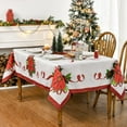 thumbnail image 4 of Christmas Tablecloth 60×84 Inch, Poinsettia Silk Ribbon Red Washable Table Cover for Party Picnic Dinner Decor, 4 of 5