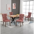 thumbnail image 2 of Set of 4 Velvet Fabric Dining Chairs Luxury Tufted Back with Nailed Trim and Back Ring Pull Home Kitchen Dining Room Chairs Armless Accent Side Chairs Solid Rubber Wood Legs, 2 of 8