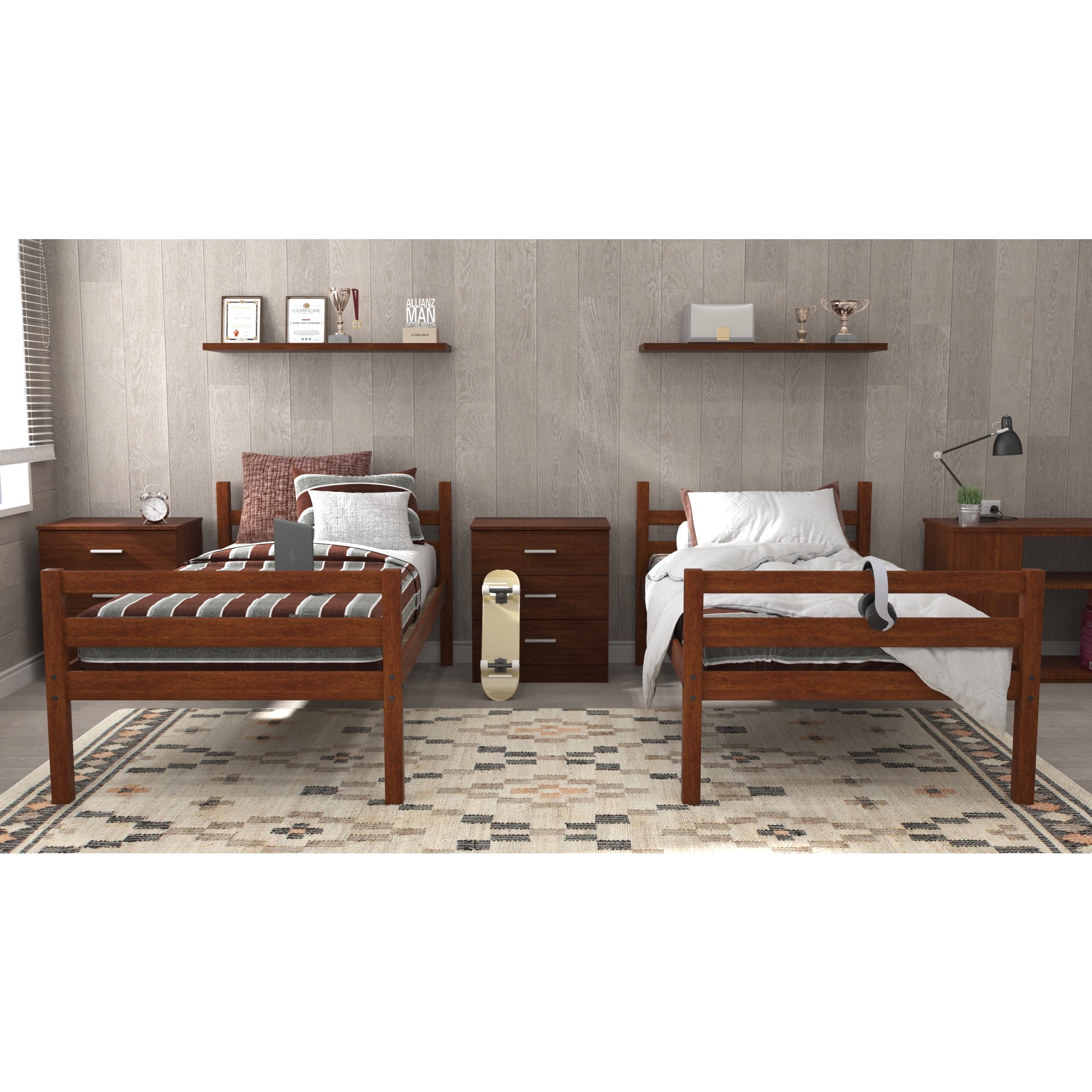 HH2Home Essentials Campbell Wood Twin over Twin Bunk Bed, Oak