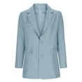 thumbnail image 6 of Hueook Barn Jackets for Women Contrasting Long Sleeved Double Pocket Buttoned Turndown Collar Blazer Light Blue M, 6 of 7