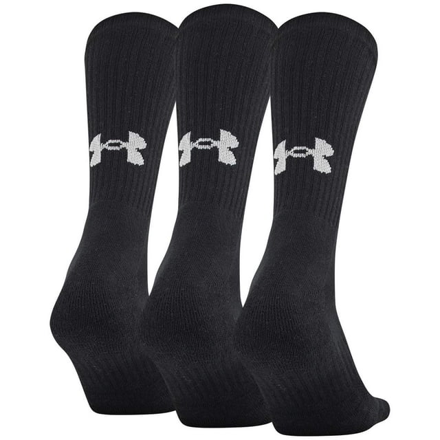 Calcetas Under Armour Training Cotton Crew para Adultos, Negras, Paquete de 3