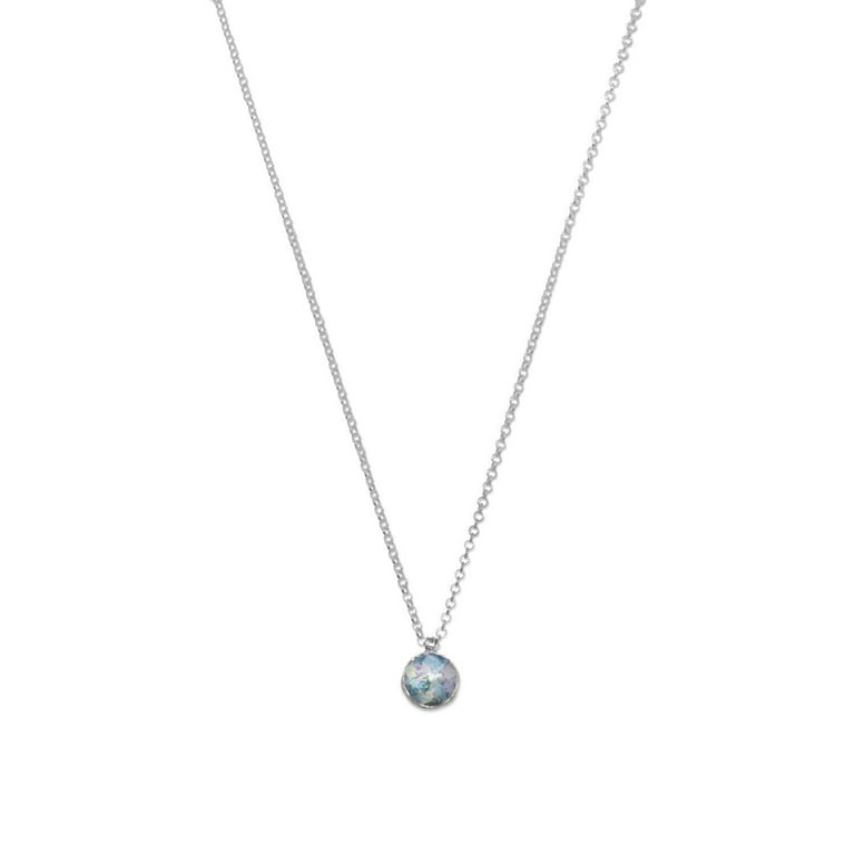 Ancient Roman Glass Necklace with Flower Design Sterling Silver Ancient Roman Glass Necklace with Flower Design Sterling Silver