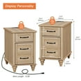thumbnail image 6 of WAMPAT 2 Pack End Table with Charging Station, Wood Side Table with Drawer and Storage Cabinet, Modern End Table with Power outlets USB Ports for Living Room Bedroom, Oak, 6 of 9