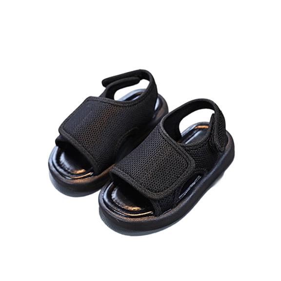 CYRBOKO Boys Beach Sandals, Non-Slip Open Toes Hook&Loop Gift Kids Shoes Black Size 11 (Little Kids)