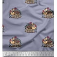 thumbnail image 1 of Soimoi Poly Georgette Fabric Leaves,Floral & Elephant Block Print Fabric by The Yard 52 Inch Wide, 1 of 3