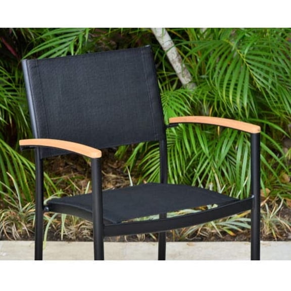 Amazonia Juliette Patio Stacking Chairs  Black and Quick dry Sling Chairs  Durable and Ideal for Indoors and Outdoors (Set of 4)