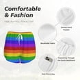 thumbnail image 4 of Pofeuu Colorful Glitter Rainbow Print Women's Athletic Shorts Running Workout Shorts Tummy Control Quick Dry Gym Shorts with Pockets Double layer sports shorts-Small, 4 of 7