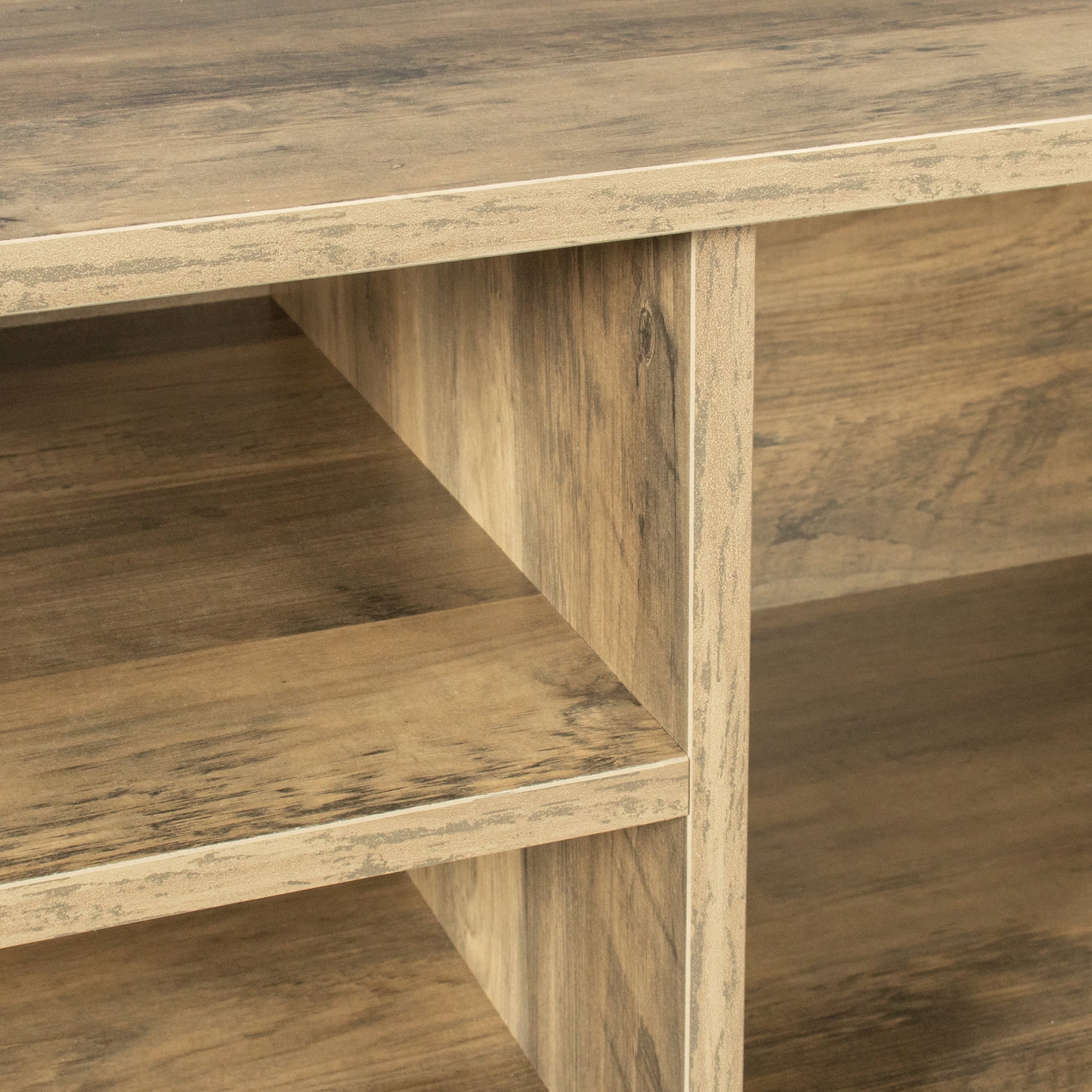 Private Jungle TV Console Table with Storage Cabinet Shelves with 2 Doors 63 Inch Entertainment Center for Living Room Bedroom,Oak Color