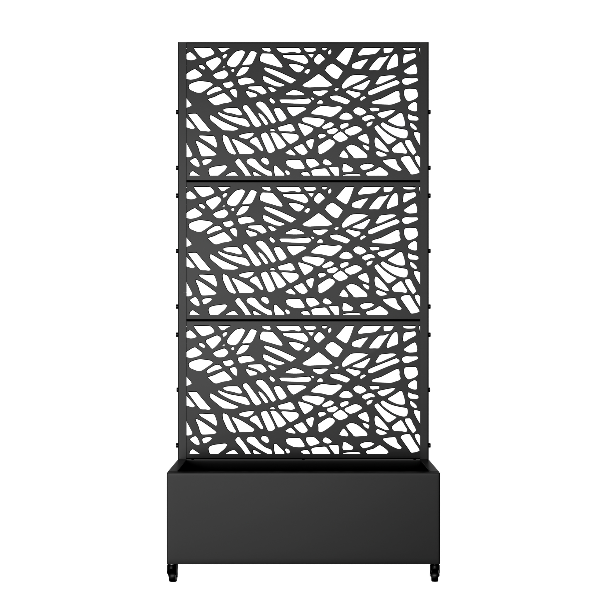 MAYEERTY 72"x35" Metal Black Rectangle Pots and Planter Raised Box with Trellis for Vine Climbing Plants
